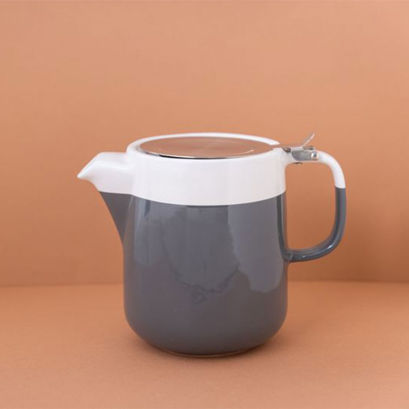 Barcelona Ceramic Two Cup Teapot, 420ml, Cool Grey-0