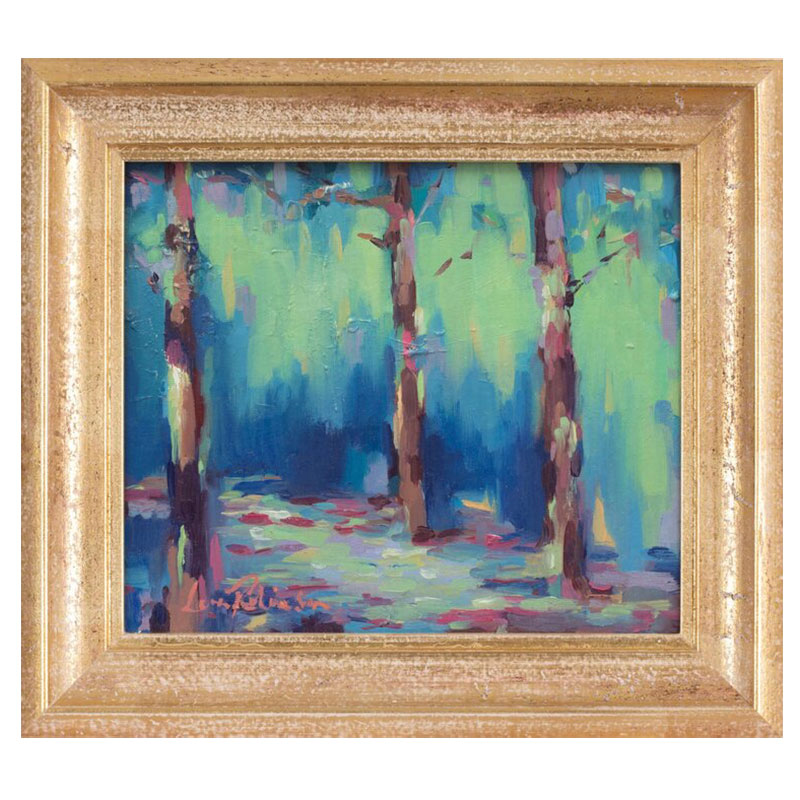 Moving Forestry Framed Oil Painting on Canvas, 35.5 x 30.5cm, Turquoise-0