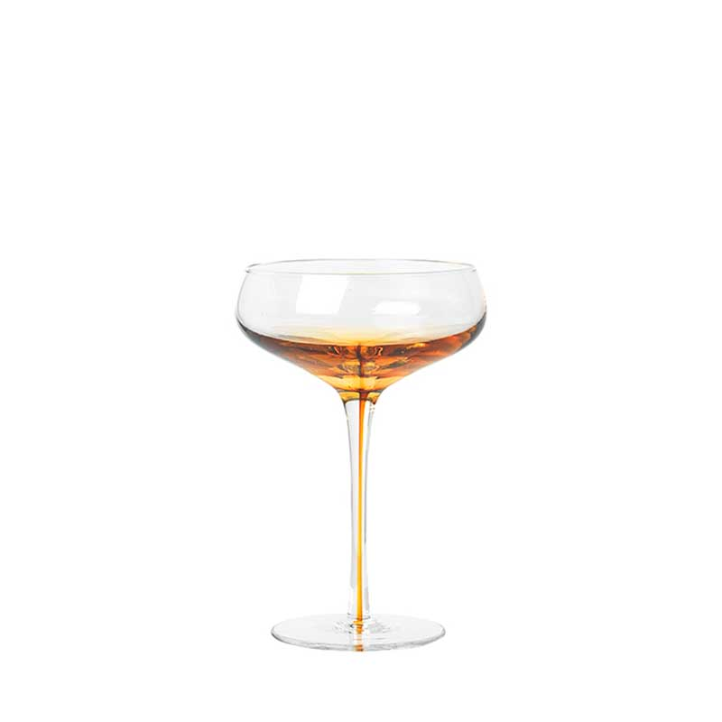 Mouth Blown Cocktail Glass, H16cm, Amber-0