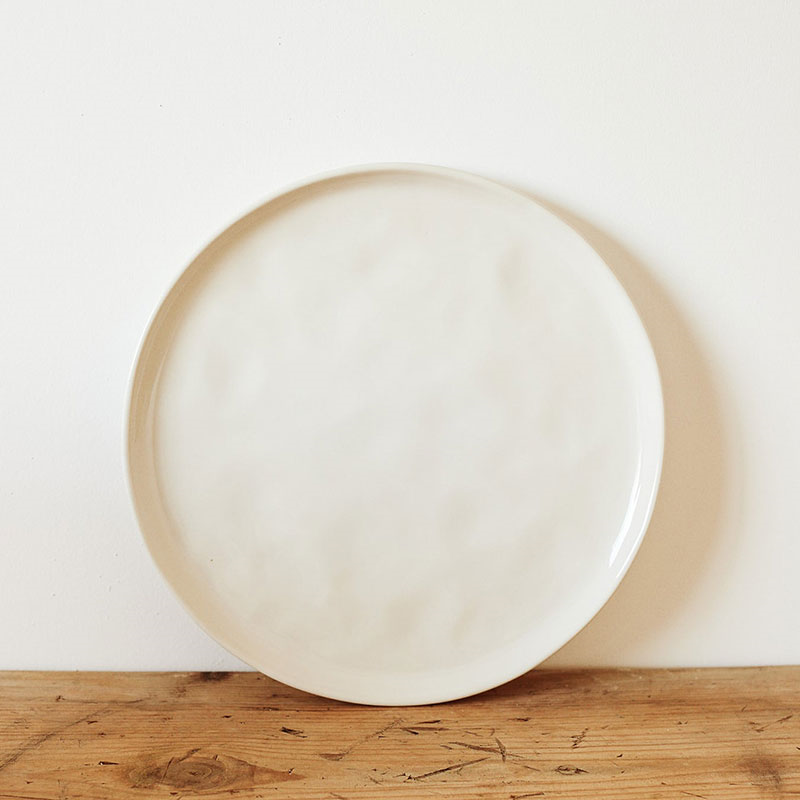 Handcrafted Set of 2 Plates, D26cm, Milk-0