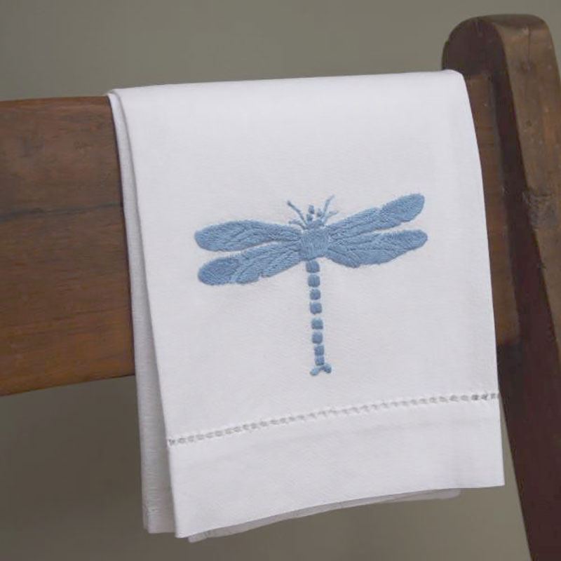 Dragonfly Hand Towel, 38 x 58cm, White/Blue-0