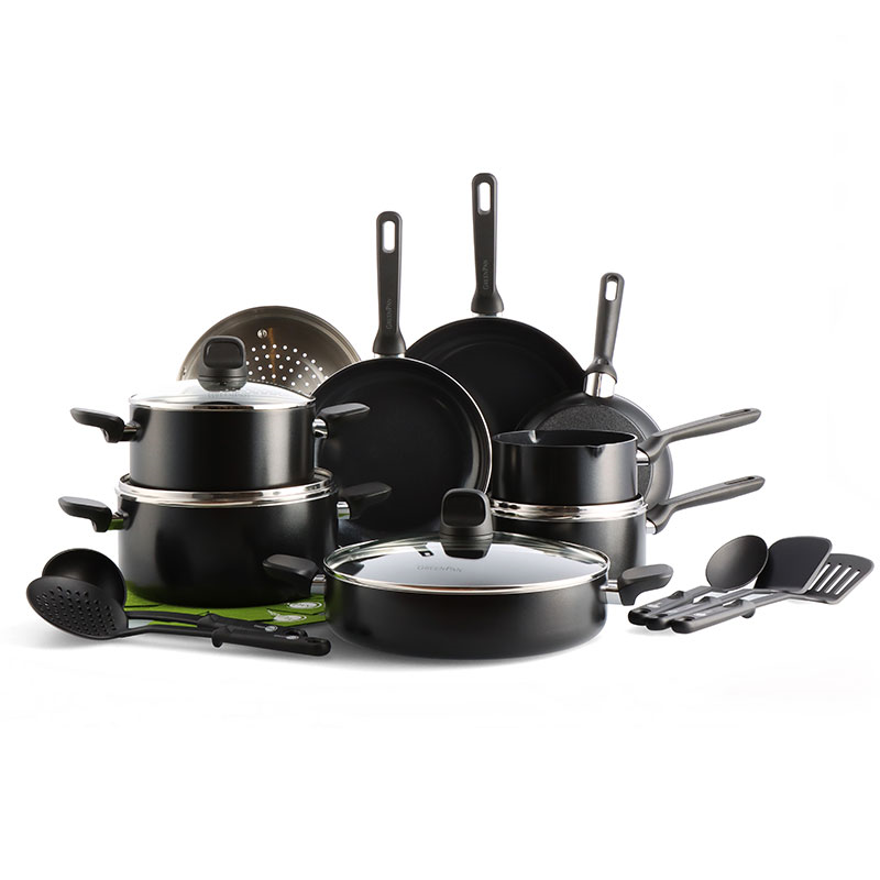 Memphis Non-Stick 20 Piece Cookware Set, Black-0