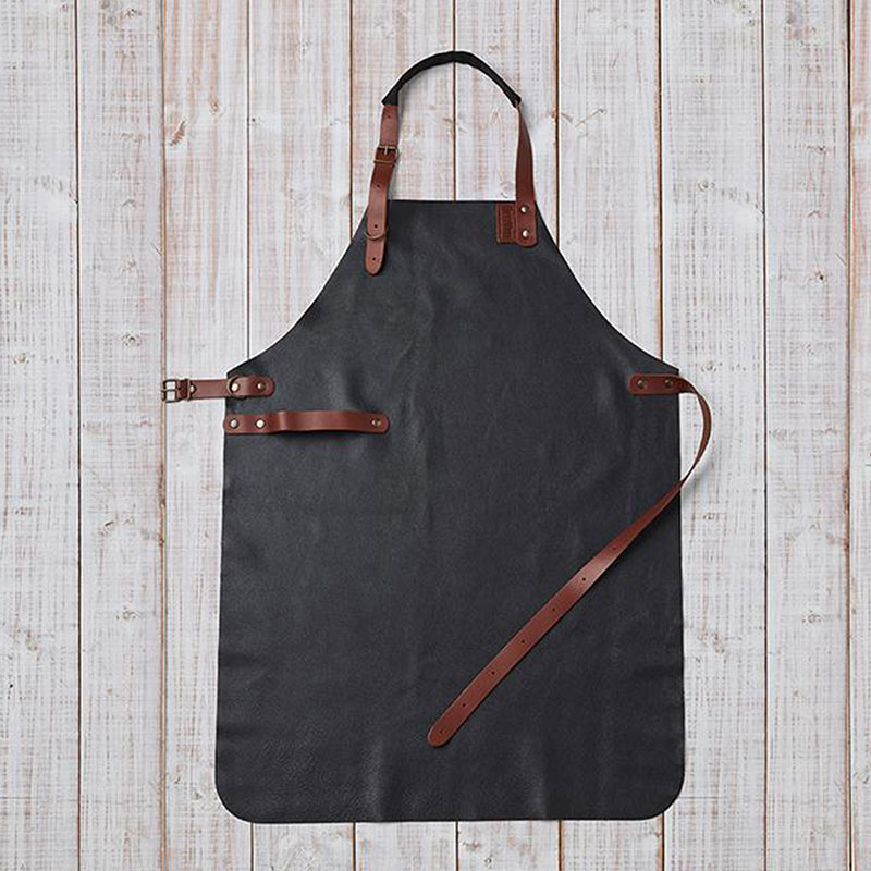 Leather apron, H98 x W60 x L98cm, Black/Brown-1