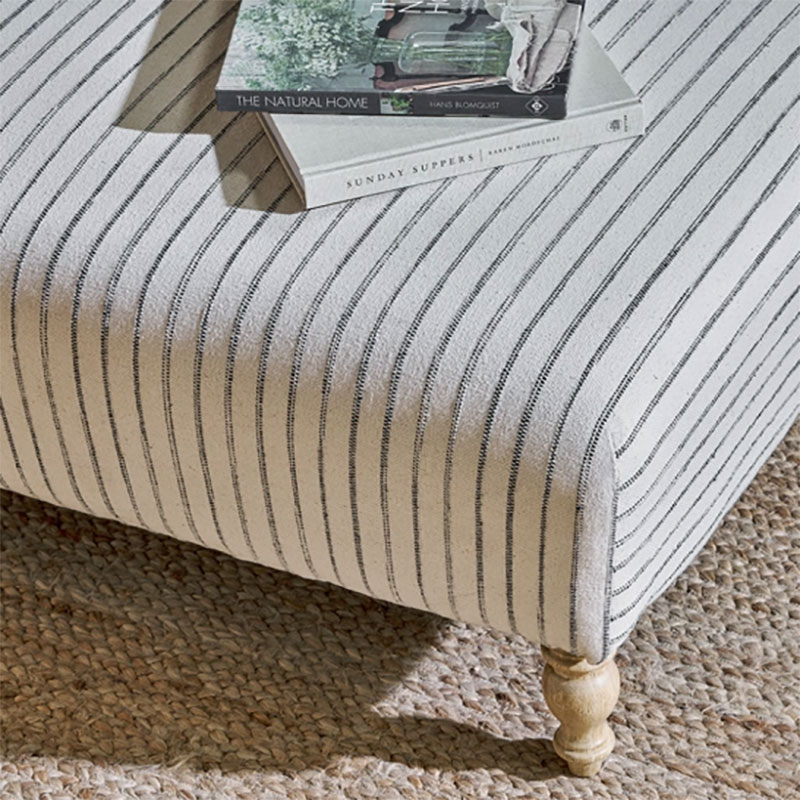 Sanja Stripe Upholstered Ottoman, Off White-3