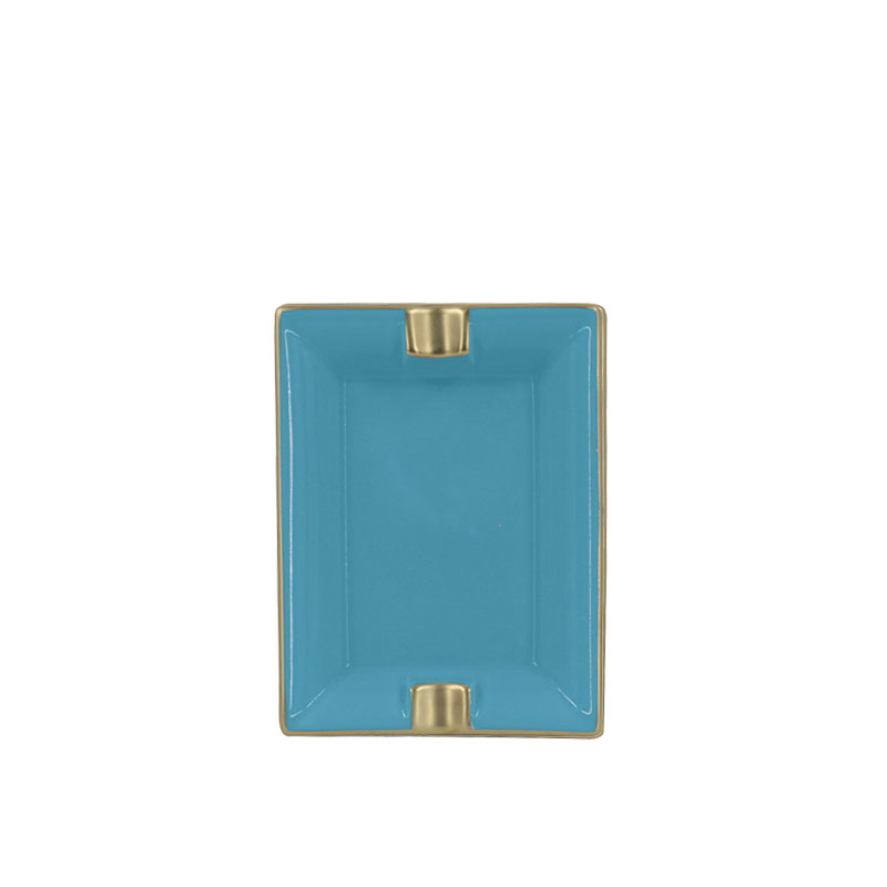 Sous Le Soleil Ashtray, W9.5 x L11cm, Matt Gold Classic Turquoise-0