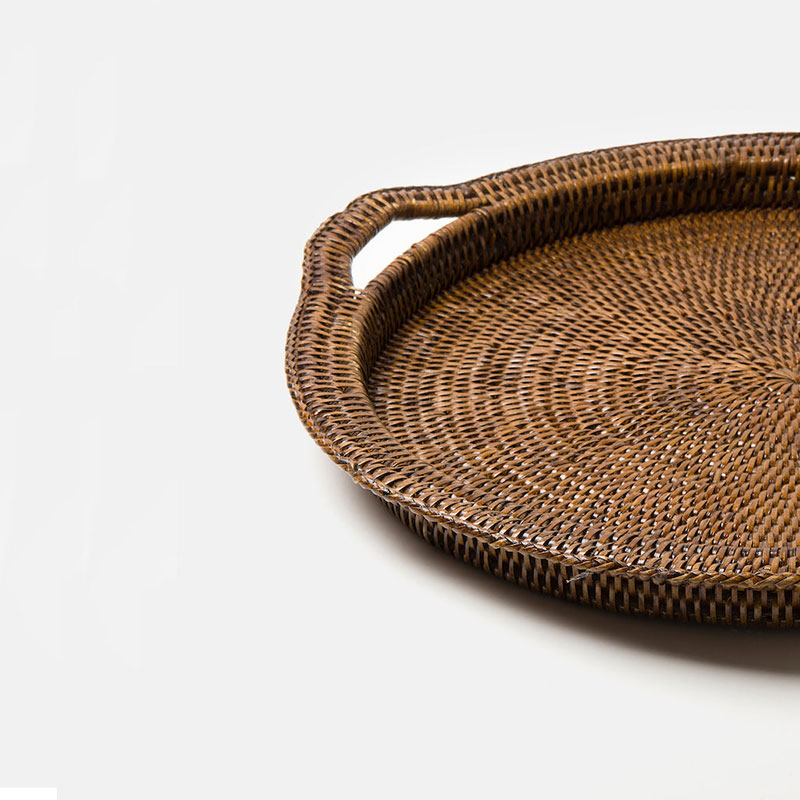 Inle Rattan Tray, D40cm, Brown-3