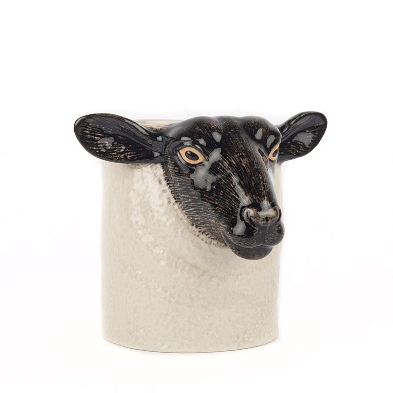 Black Faced Suffolk Sheep Pencil Pot, H10.5cm, Black/White-2