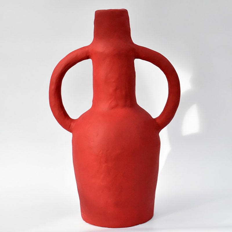 Rumba Opened Armed Vase, H54cm, Red-0