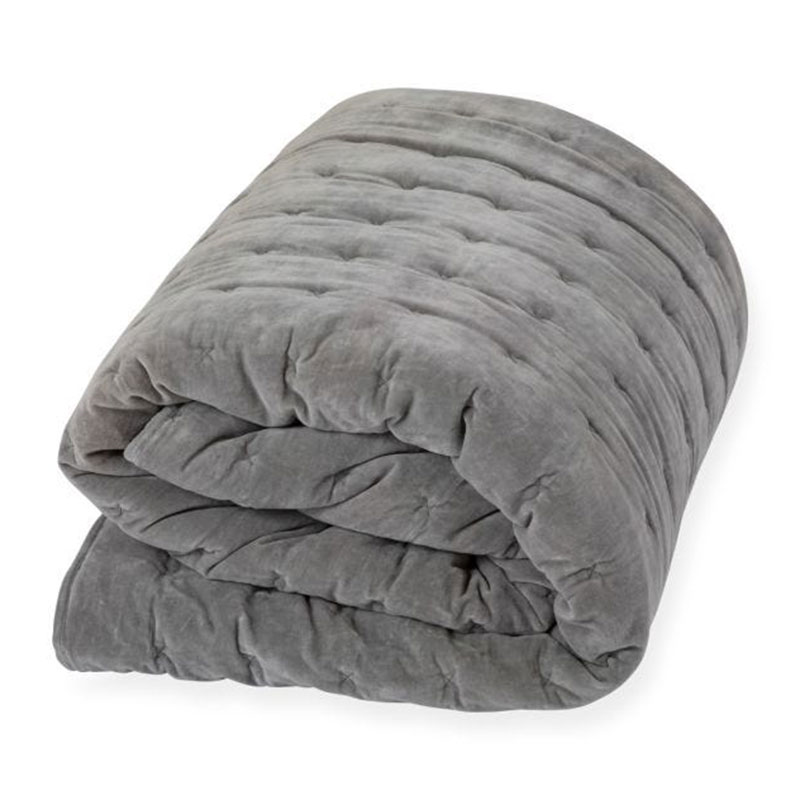 Velvet Double / King Quilt, Grey-3