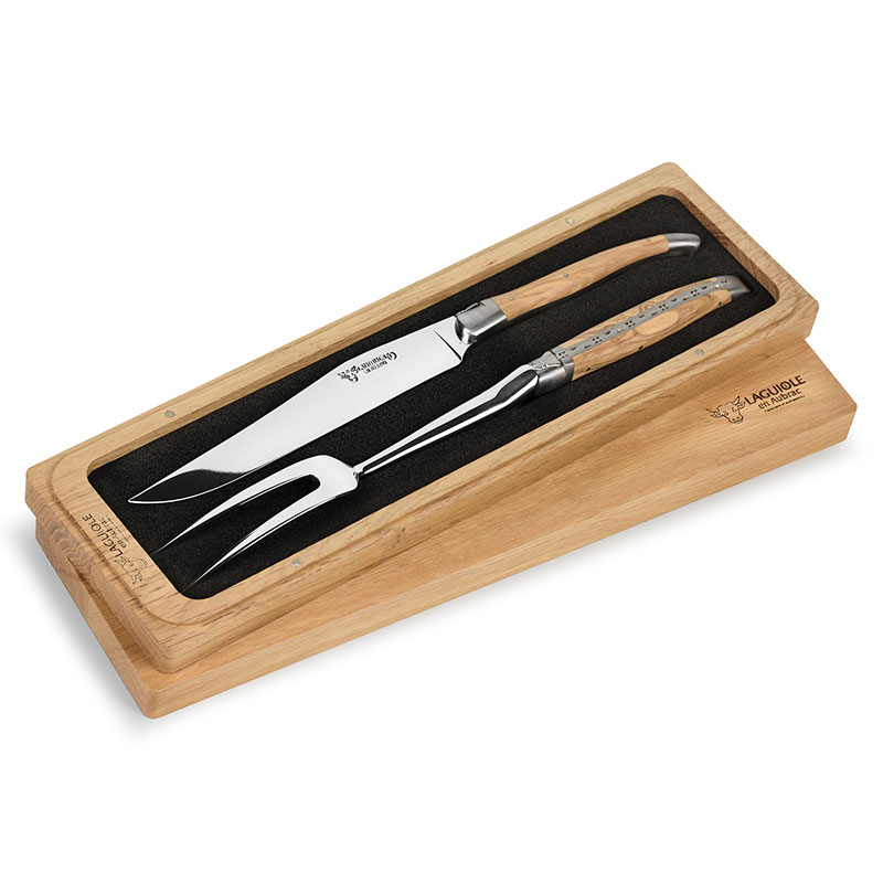 Laguiole 2-piece Carving Set, Deerwood Handles-0