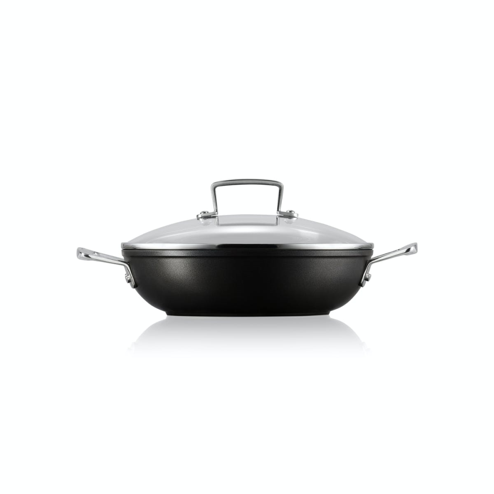 Toughened Non-Stick Shallow casserole with glass lid, 24cm - 2.3 litre-3