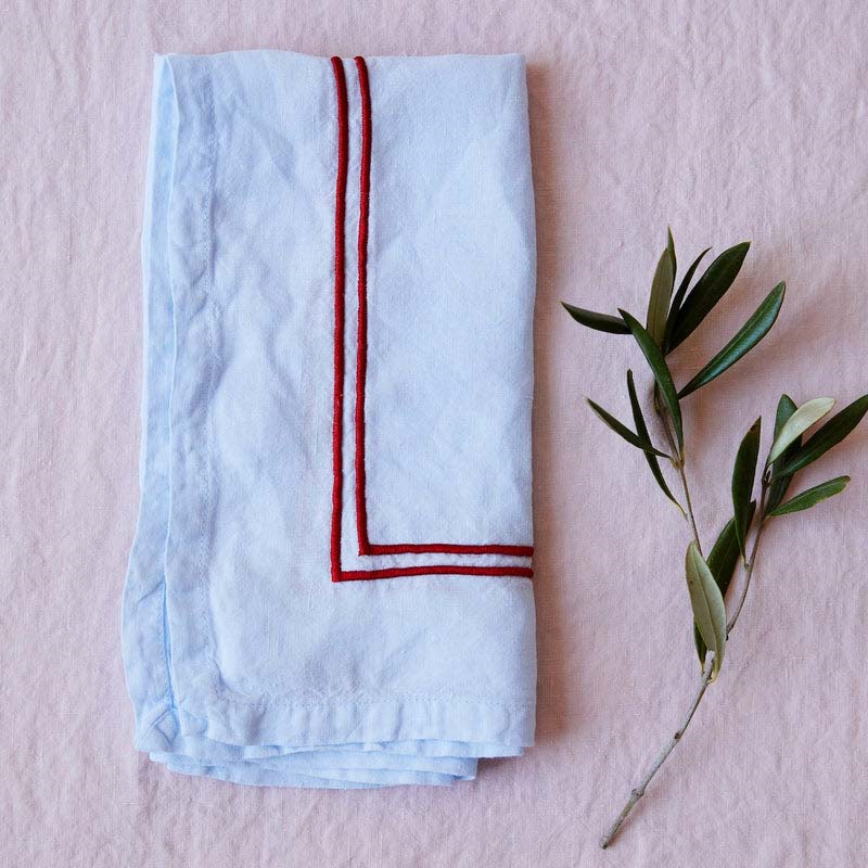 Set of Four Linen Napkins, 50 x 50cm, Blue-0