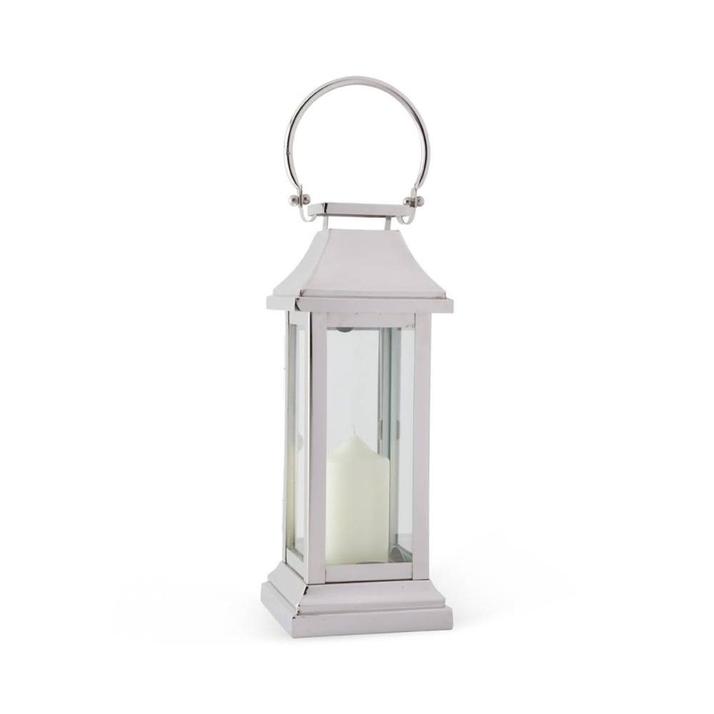 Station Lantern, H40.5 x W15 x D15cm, Clear/Silver-0