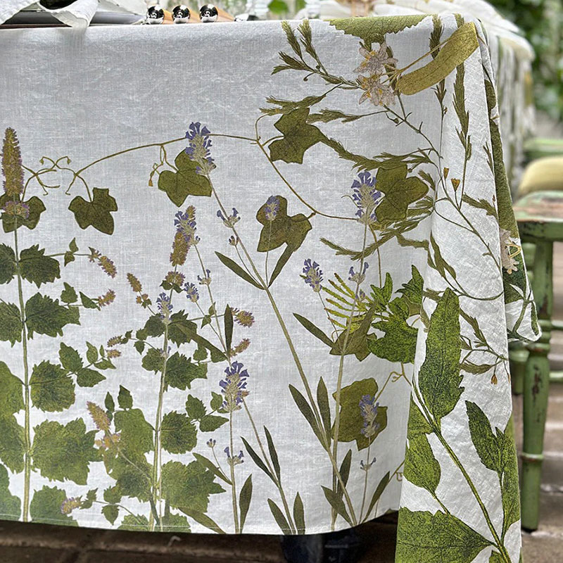 Herb Garden Linen Tablecloth, 165 x 250cm, Green-9