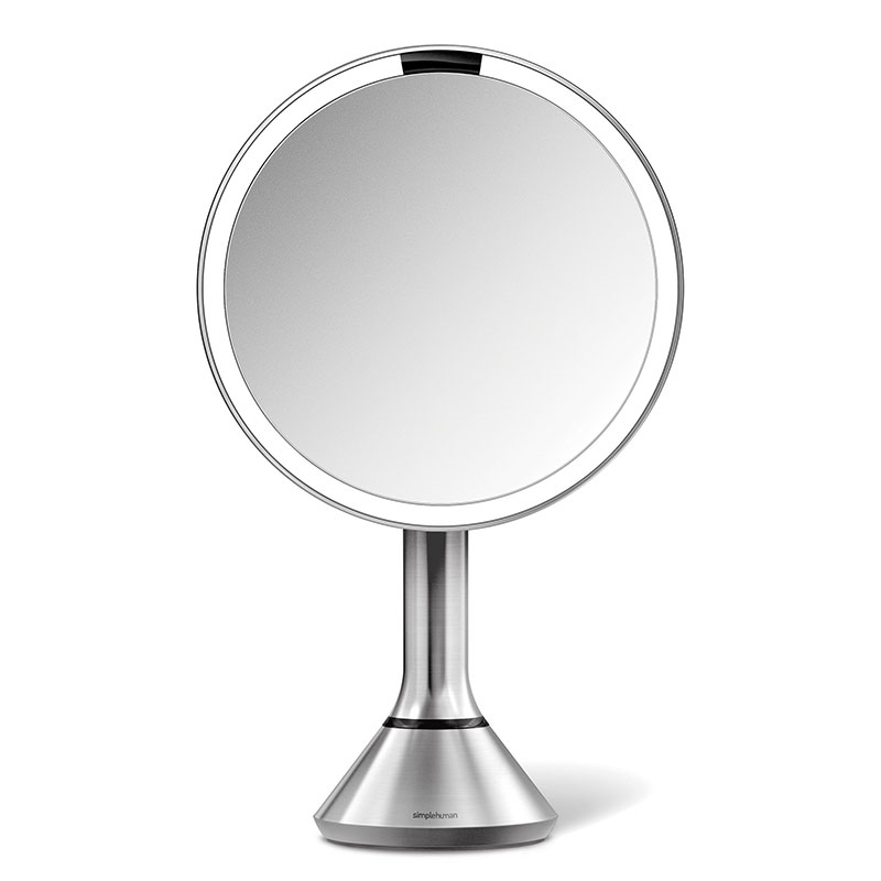 Sensor Mirror with Touch-Control Brightness, D20cm, Brushed Stainless Steel-0