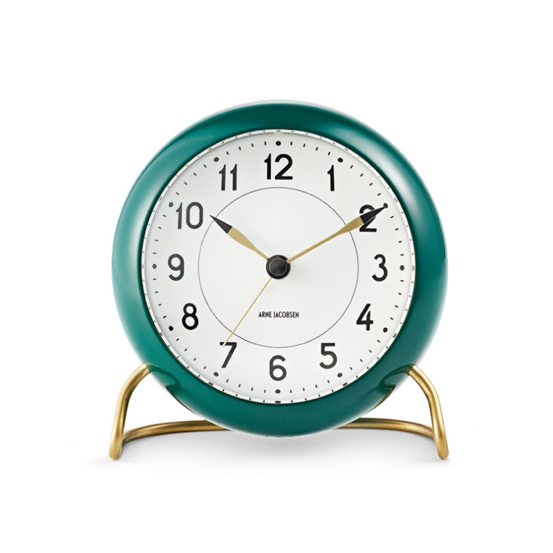 Station Table Clock, D11cm, Green/White-0