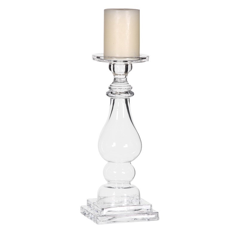 Candlestick, 33cm, Clear Glass-0