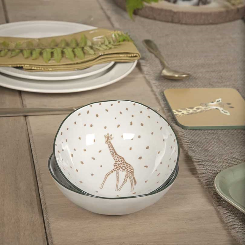 Giraffe Stoneware Nibble Bowl, Cream-2