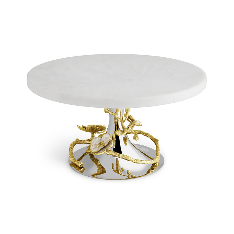 Orchid Cakestand, D28cm, White Marble-1