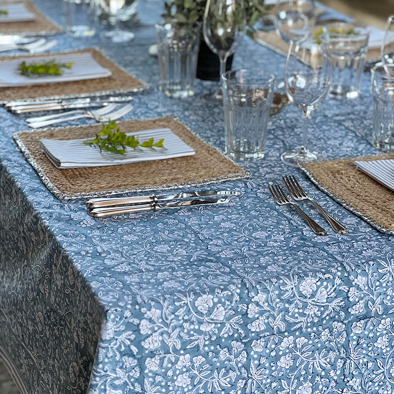 Florence Tablecloth, L180 x W360cm, French Blue-3