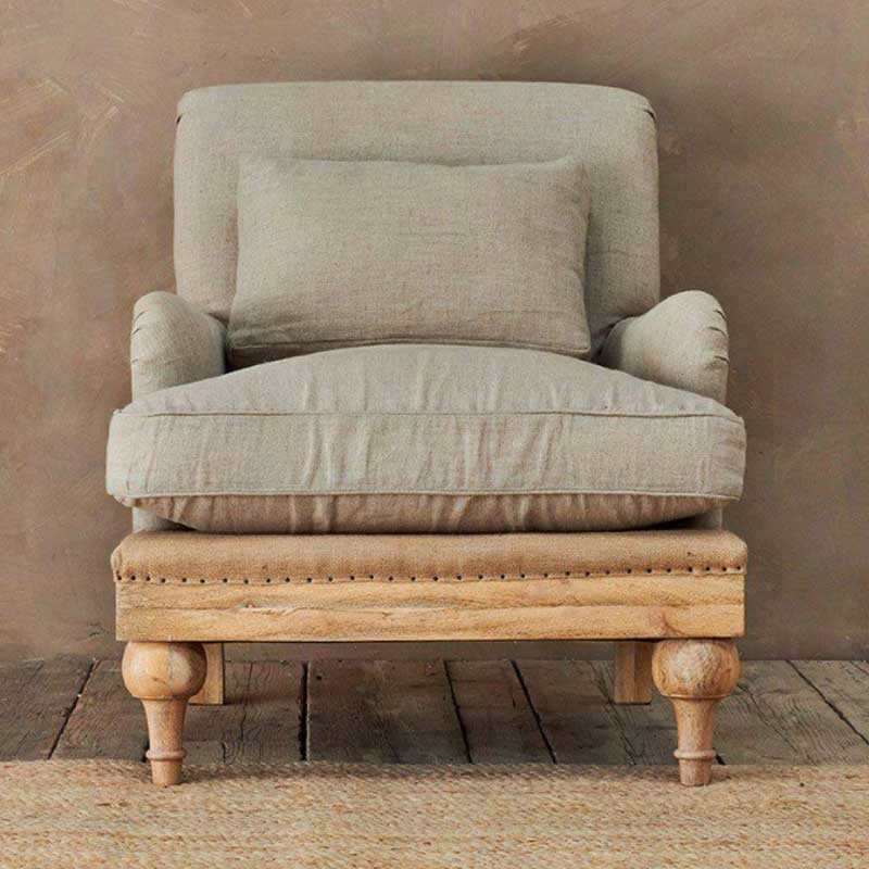 Abe Linen Armchair, Stone-1