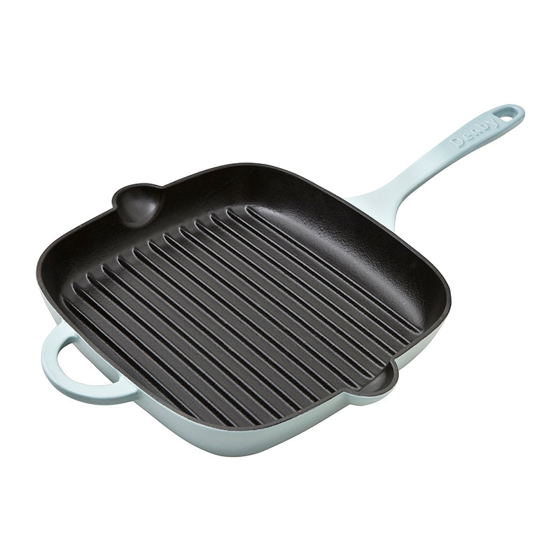 Cast Iron Griddle Pan, L25 x W29 x H4cm, Cobalt Blue-0