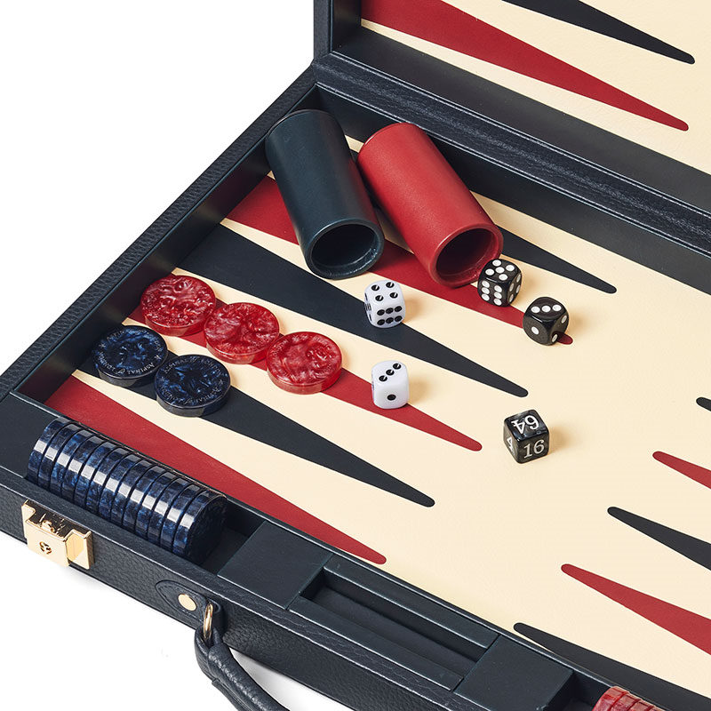 Backgammon Set, L45cm x W30cm, Navy Pebble-4