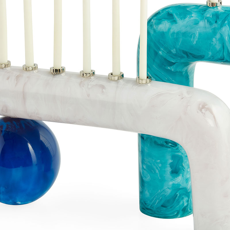 Mustique Menorah, 37cm, Blue-3