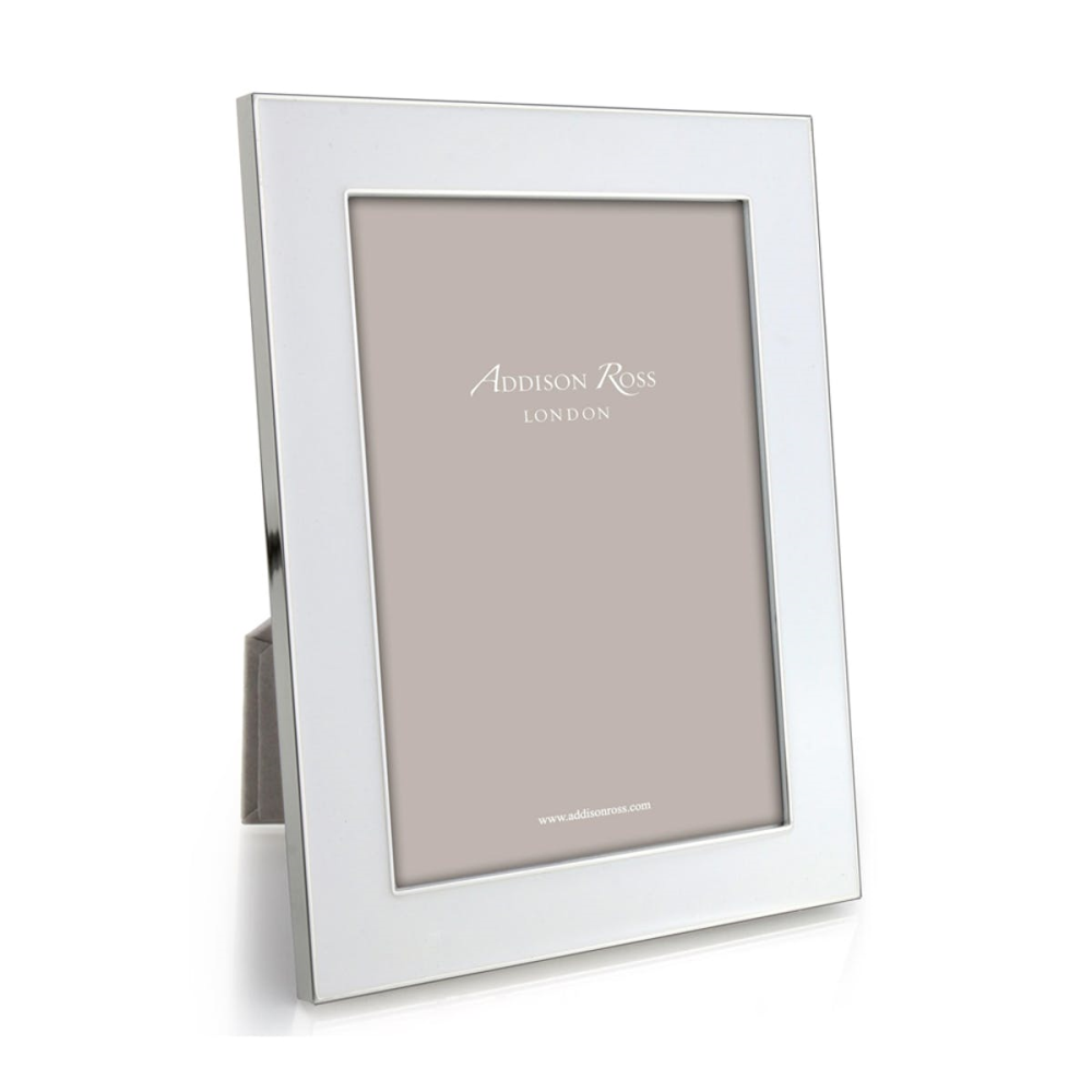 Enamel Range Photograph frame, 5 x 7" with 24mm border, White With Silver Plate-0