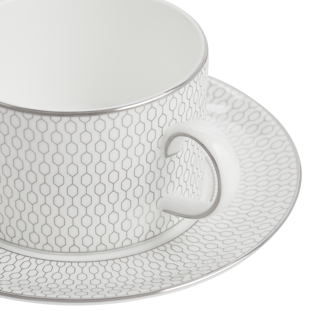 Gio Platinum Teacup & Saucer, Platinum-2