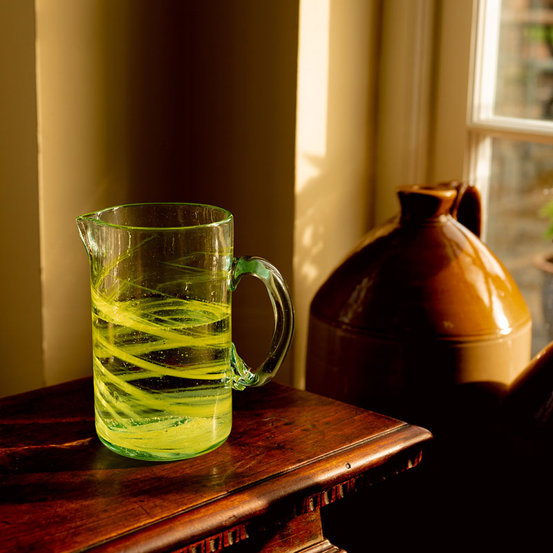 Amarillo Hand Made Glass Jug/Pitcher, 1L, Yellow-0