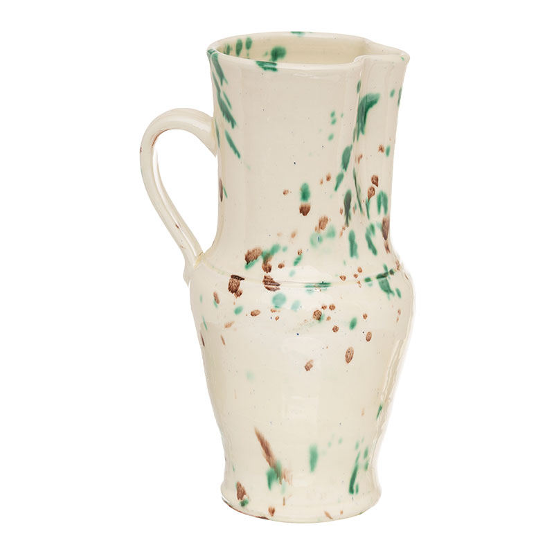 Manchada Tall Speckled Jug, H24cm, White & Green-1