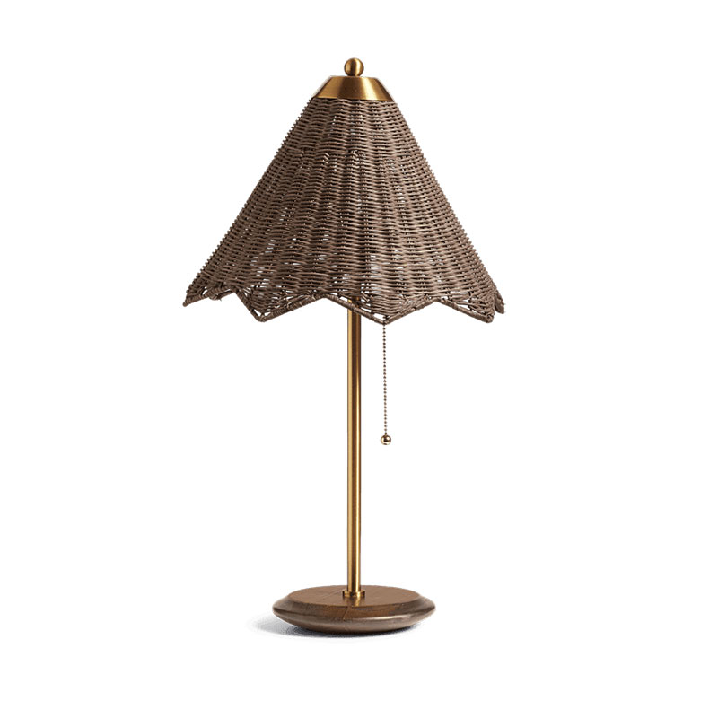 Ravindra Rattan Table Lamp with Shade, H64cm, Espresso-1