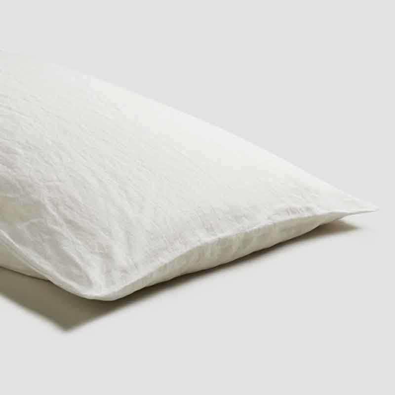 White Linen Pair of Pillowcases, Square-0