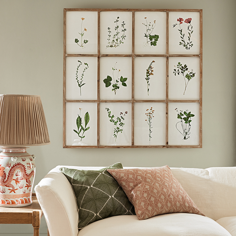 Set of Twelve Framed Pressed Flower Prints, Natural-1