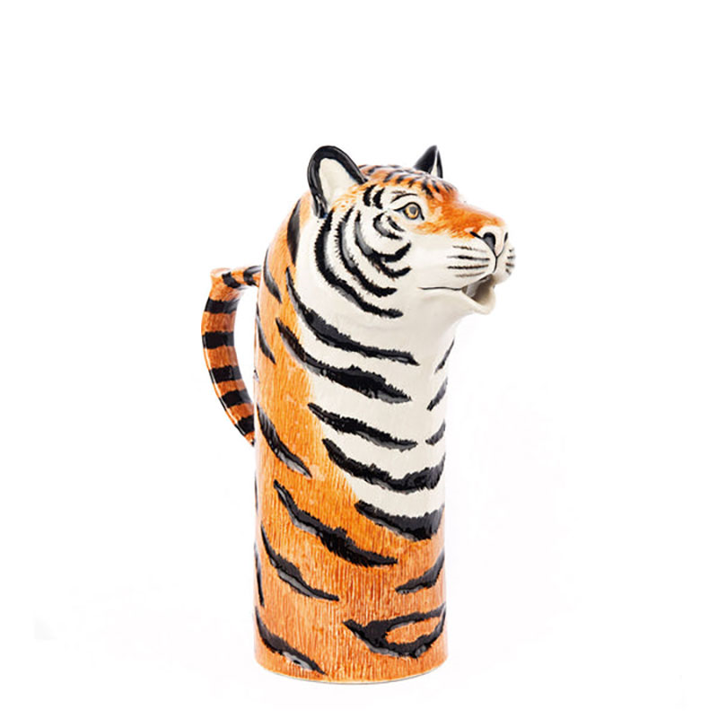 Tiger Water Jug, H25.5cm, White/Orange-0