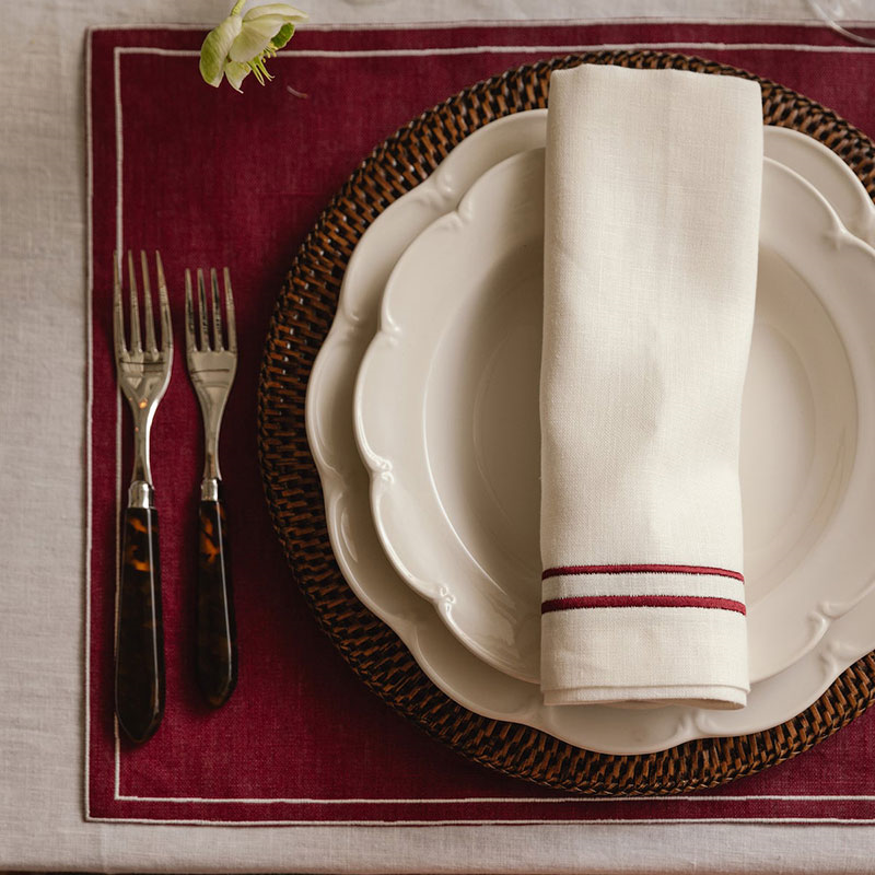 Sophie Classic Two Cord Napkin, 50cm, Burgundy-7