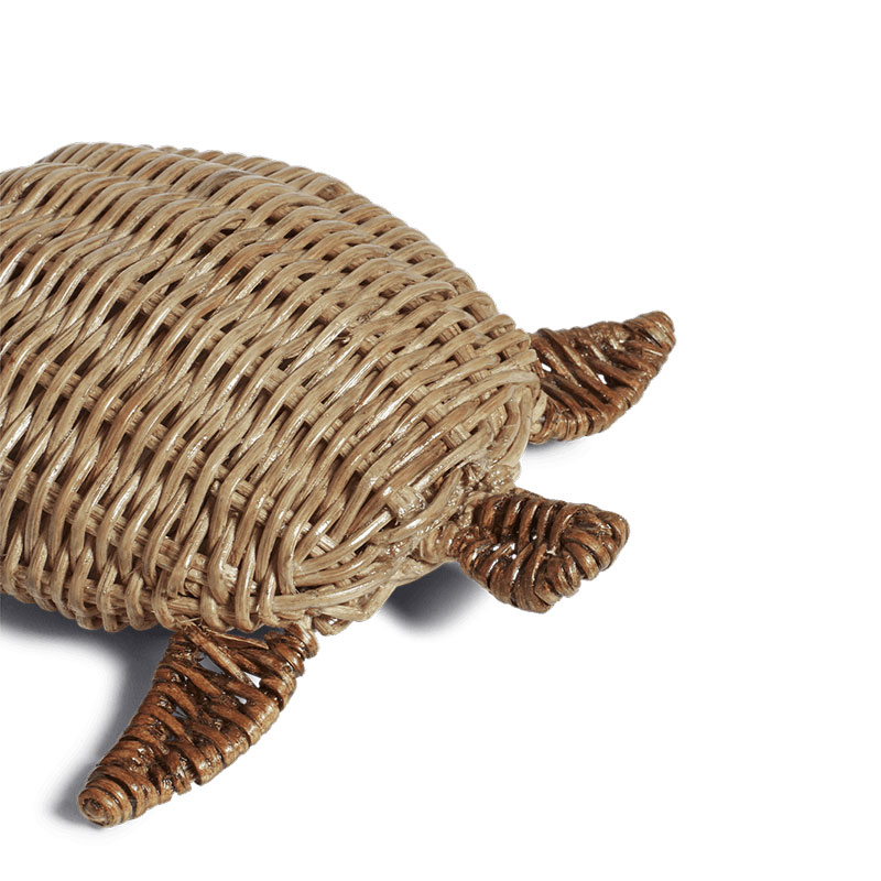 Rattan Decorative Turtle, H5cm x W18cm x D19cm, Vintage Grey-2