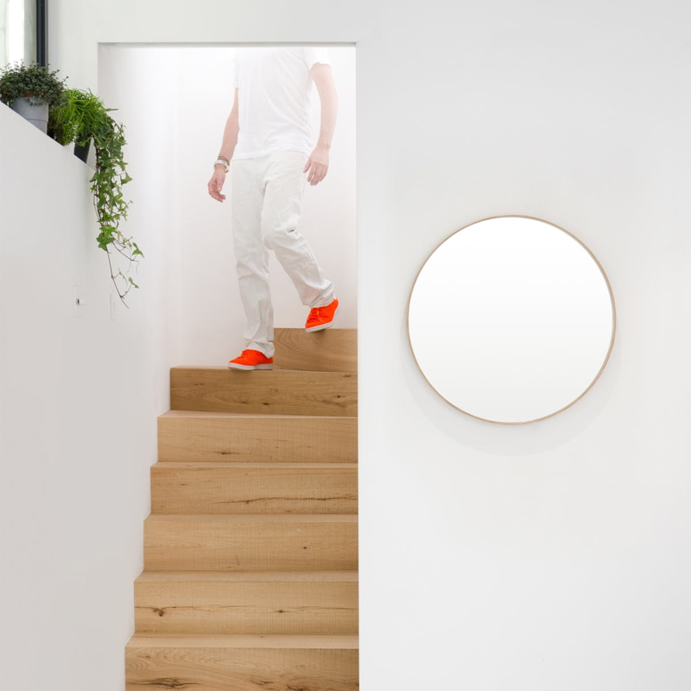 Glance -660 Round wall mirror, Dia66cm, Natural Oak-3