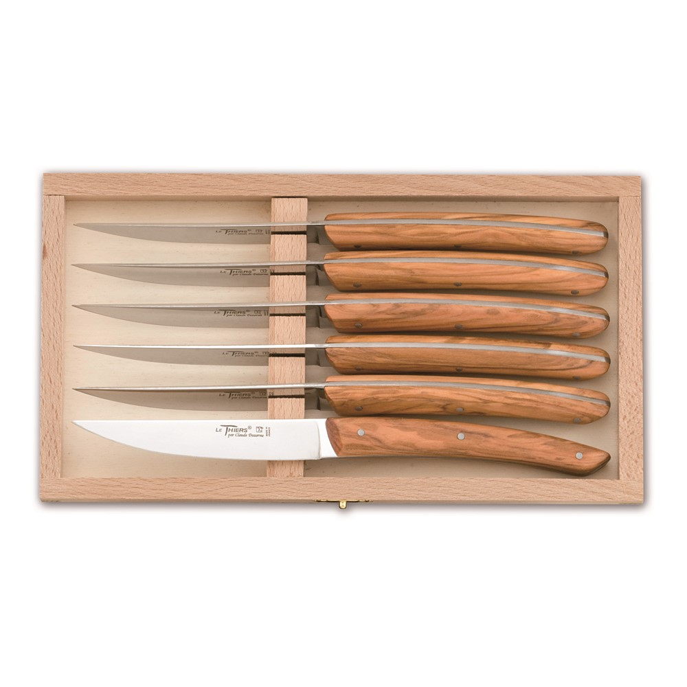 Thiers Set of 6 steak knives, Olive Wood-0