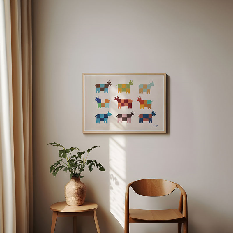 Patchwork Cows Print, A3, Multi-1