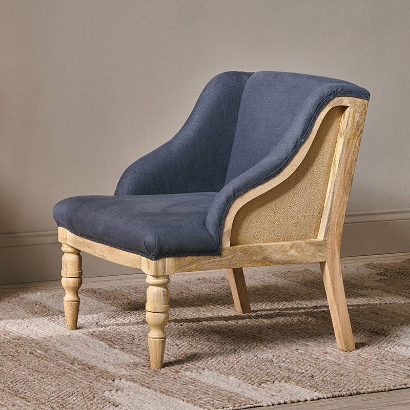 Elbu Deconstructed Linen Armchair, Charcoal-3