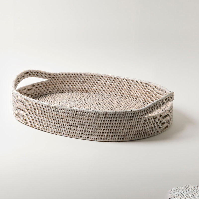 Pegu Rattan Tray, 55 x 40cm, White-0