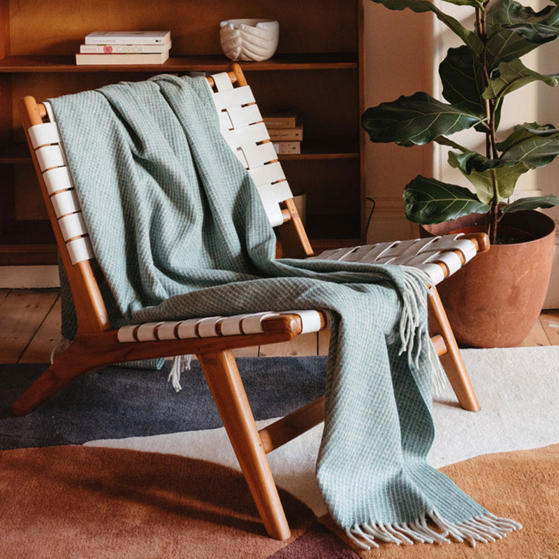 Recycled Wool Blanket, 145 x 190cm, Sage Waffle-0