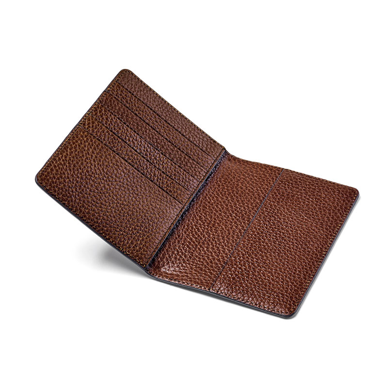 Passport Cover with Card Slots, H14 x W10cm, Tobacco Pebble-2