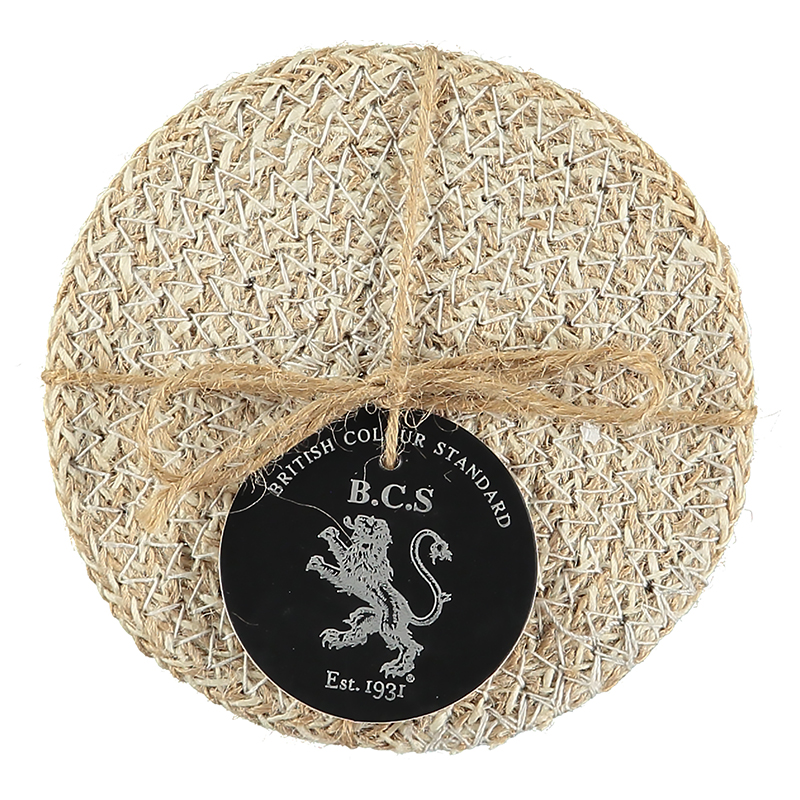 Jute Set of 4 Coasters, D10cm, Pearl White-0