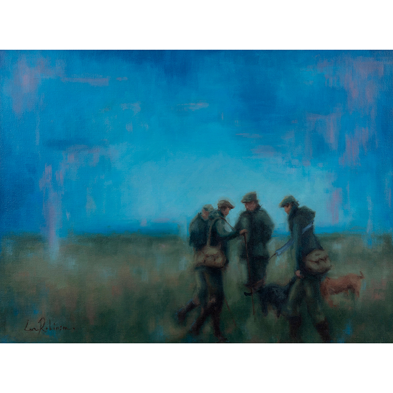 Shooters Gathering Framed Oil Painting on Canvas, 79 x 99cm, Multi-1