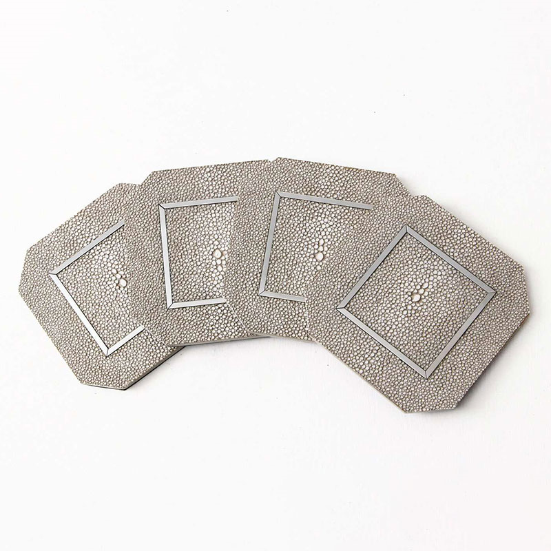 Otis Set of 4 Coasters, 10 x 10cm, Barley Shagreen-0