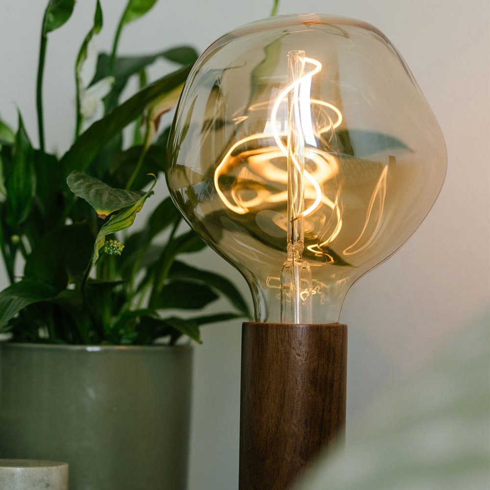 Knuckle Pendant Table lamp with voronoi bulb, H30 x D13cm, Walnut & Brass-2