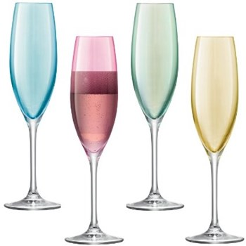 Polka Set of 4 champagne flutes, 225ml, assorted pastels-0